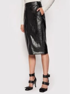 Εκπτωση ✔️ Marella Γυναίκες Φούστες Pencil Φούστα από απομίμηση δέρματος Barbian 31060216 Μαύρο Slim Fit ????