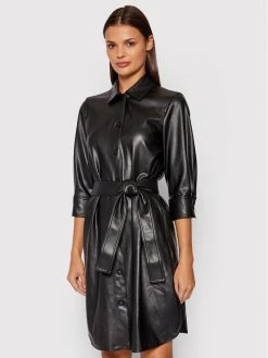 Νέος ???? Marella Γυναίκες Δερμάτινα Φορέματα Φόρεμα από απομίμηση δέρματος Bronte 36260118 Μαύρο Regular Fit ⌛