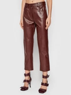 Η καλύτερη συμφωνία ???? Marella Γυναίκες Δερμάτινα Παντελόνια Παντελόνι από απομίμηση δέρματος Valdena 37860218 Καφέ Straight Fit ????