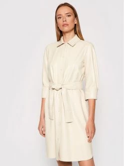 Flash Sale ???? Marella Γυναίκες Φορέματα σε Στυλ Πουκάμισο & Σεμιζιέ Φόρεμα από απομίμηση δέρματος Bronte 36260118 Μπεζ Regular Fit ????