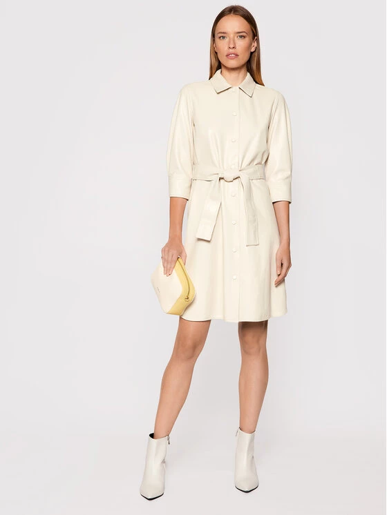 Flash Sale ???? Marella Γυναίκες Φορέματα σε Στυλ Πουκάμισο & Σεμιζιέ Φόρεμα από απομίμηση δέρματος Bronte 36260118 Μπεζ Regular Fit ???? 2 Flash Sale ???? Marella Γυναίκες Φορέματα σε Στυλ Πουκάμισο & Σεμιζιέ Φόρεμα από απομίμηση δέρματος Bronte 36260118 Μπεζ Regular Fit ???? - Image 2