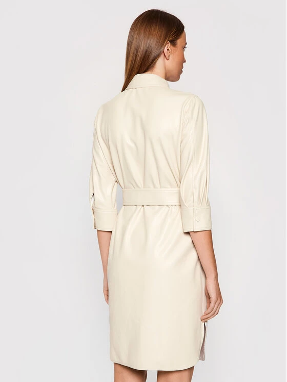 Flash Sale ???? Marella Γυναίκες Φορέματα σε Στυλ Πουκάμισο & Σεμιζιέ Φόρεμα από απομίμηση δέρματος Bronte 36260118 Μπεζ Regular Fit ???? 3 Flash Sale ???? Marella Γυναίκες Φορέματα σε Στυλ Πουκάμισο & Σεμιζιέ Φόρεμα από απομίμηση δέρματος Bronte 36260118 Μπεζ Regular Fit ???? - Image 3