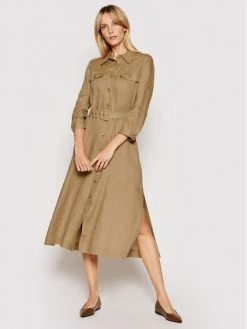 Ολοκαίνουργιο ???? Marella Γυναίκες Φορέματα σε Στυλ Πουκάμισο & Σεμιζιέ Φόρεμα πουκάμισο Penny 32211012 Μπεζ Loose Fit ✔️