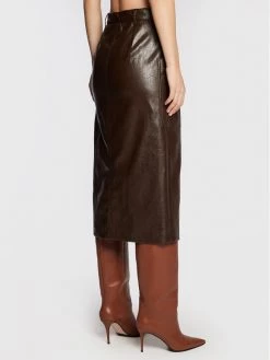 Best Pirce ???? Marella Γυναίκες Midi Φούστα από απομίμηση δέρματος Sequoia 31060126 Καφέ Regular Fit ???? -Marella Κατάστημα unnamed file 1711