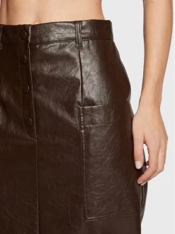 Best Pirce ???? Marella Γυναίκες Midi Φούστα από απομίμηση δέρματος Sequoia 31060126 Καφέ Regular Fit ???? -Marella Κατάστημα unnamed file 1712