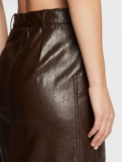 Best Pirce ???? Marella Γυναίκες Midi Φούστα από απομίμηση δέρματος Sequoia 31060126 Καφέ Regular Fit ???? -Marella Κατάστημα unnamed file 1713