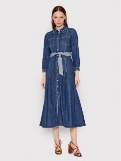 Τοπ 10 ???? Marella Γυναίκες Φορέματα σε Στυλ Πουκάμισο & Σεμιζιέ Φόρεμα τζιν Lampone 32210624 Μπλε Regular Fit ????