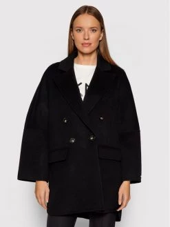 Εκπτωση ???? Marella Γυναίκες Μεταβατικά Παλτά Μάλλινο παλτό Kafir 30160118 Μαύρο Relaxed Fit ????